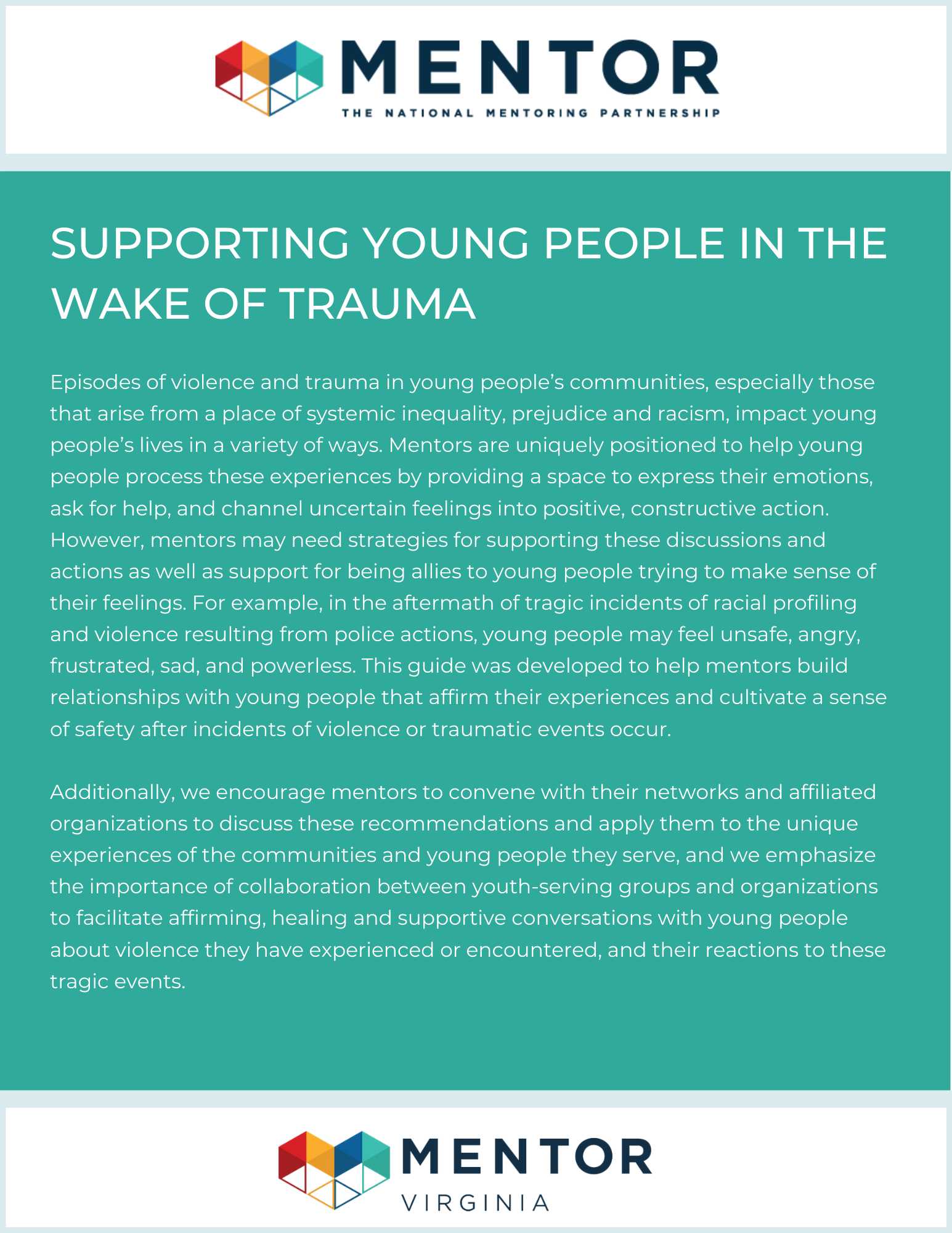 supporting young people after trauma
